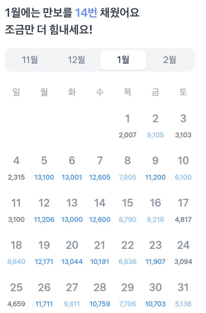 걸음 수 확인 사진